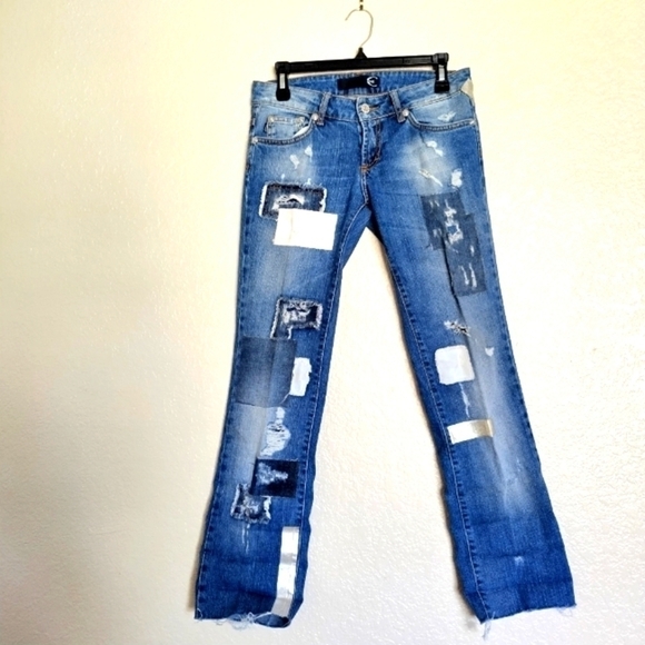 Just Cavalli Distressed patchwork Jeans sz 30 - Picture 1 of 11